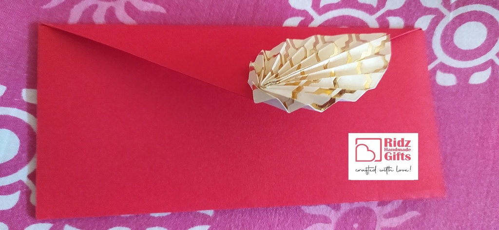 Red Envelope with Cream and Golden Leaf