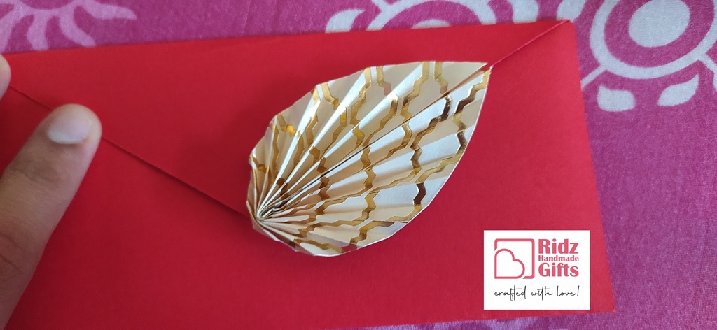 Red Envelope with Cream and Golden Leaf