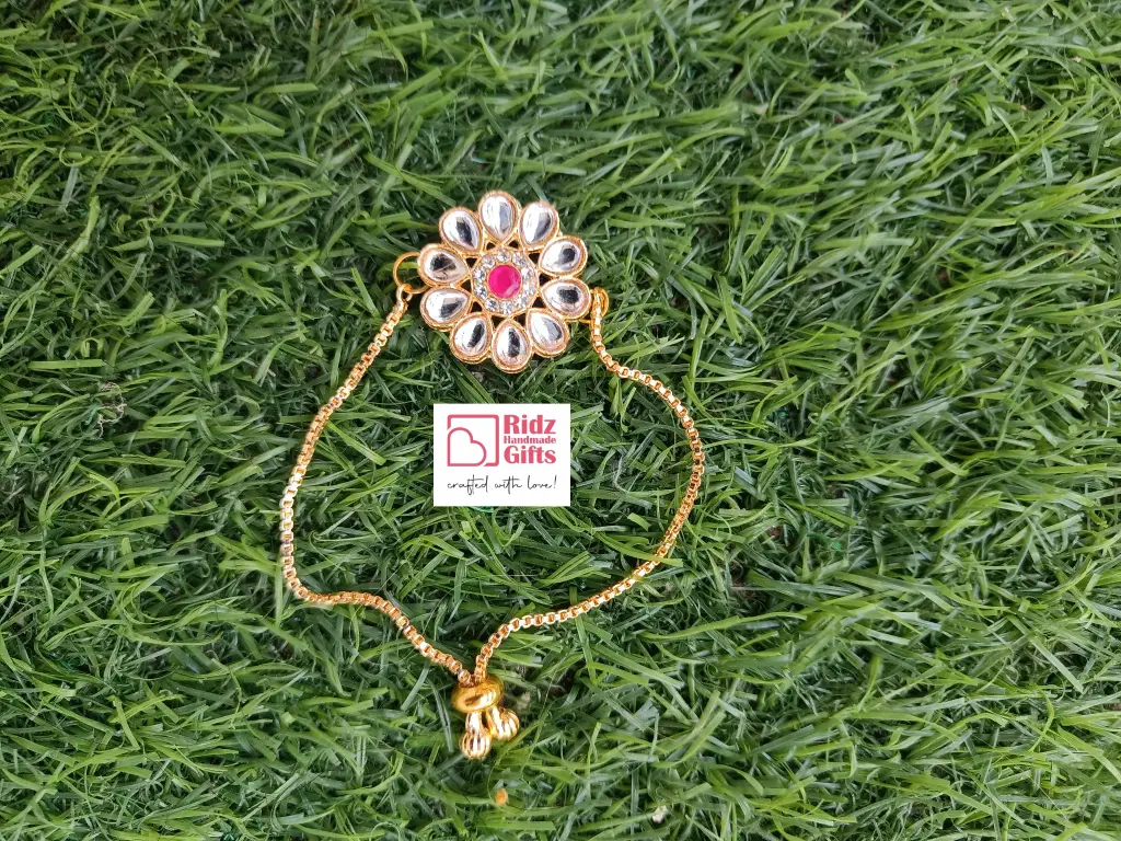 Floral Shaped Kundan Golden Bracelet 