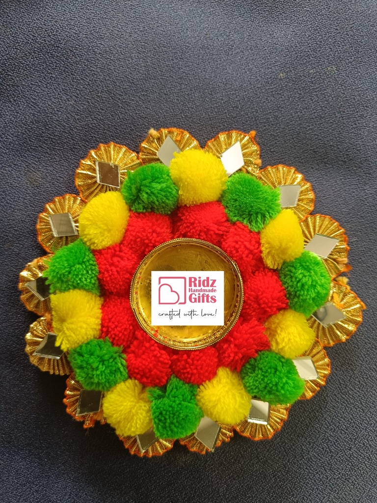 Pom Pom CD Tealight Candle Holder