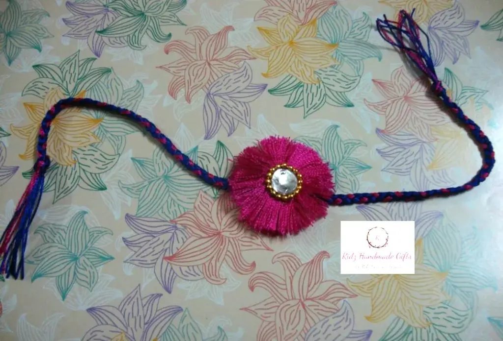 Handcrafted Flower Rakhi with Stone Work