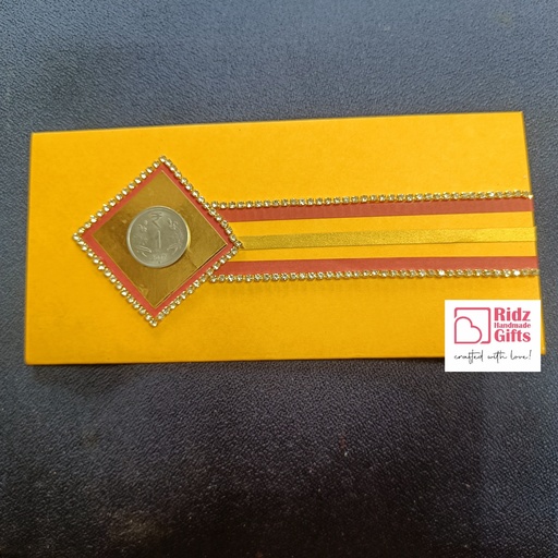 Diamond Shaped Decoration with 1 Rupee coin Envelopes