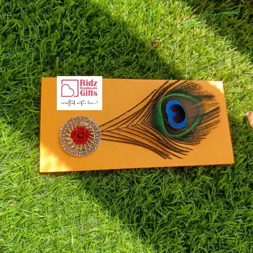 Peacock Feather with Circle Patch Envelopes