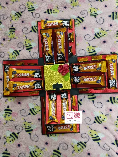 Two layer Chocolate Explosion Box with Ladder Card