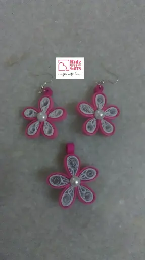 Double Colour Flower Pendant Set