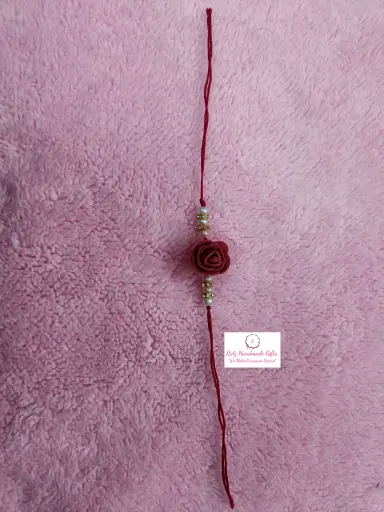 Foam Rose with White Pearl Rakhi