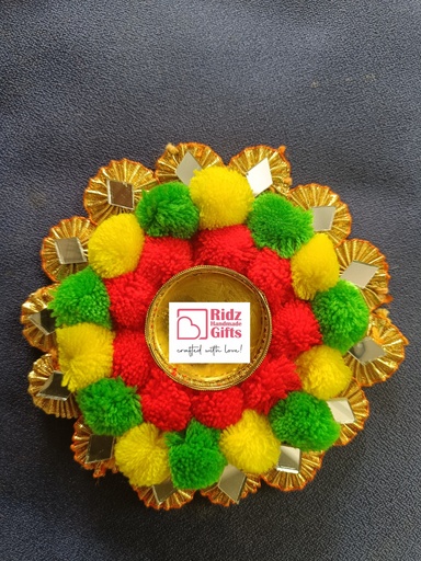 Pom Pom CD Tealight Candle Holder